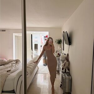 Sleeveless Tan Bodycon Dress